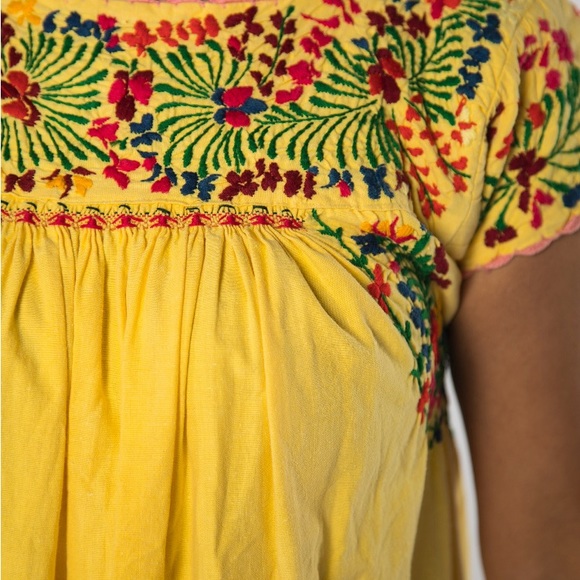 Fun 1970s vintage Yellow Embroidered
Mexican Dress Floral Oaxacan
Cotton - Small - Picture 3 of 14